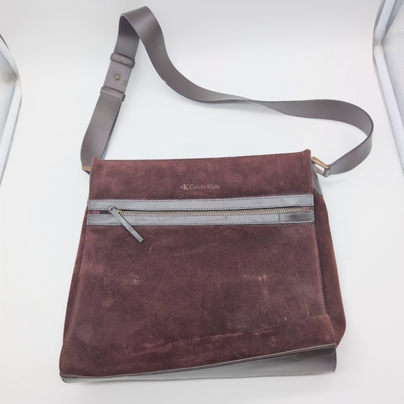 Calvin Klein Handbags - Vintage CK Calvin Klein  Brown Suede Crossbody Satchel Bag